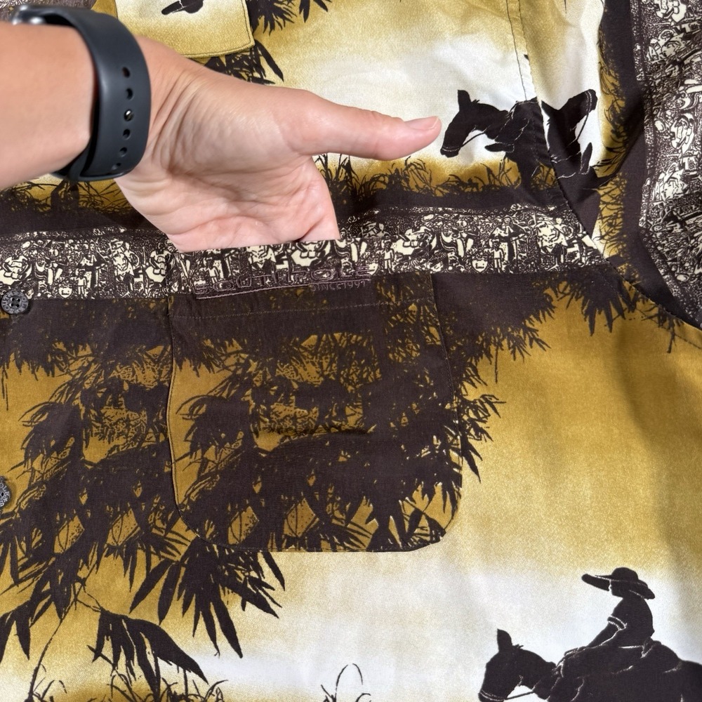 Southpole Men's XXL Hawaiian‎ Safari Y2K Mule SS Western Button Down Show - Picture 6 of 9